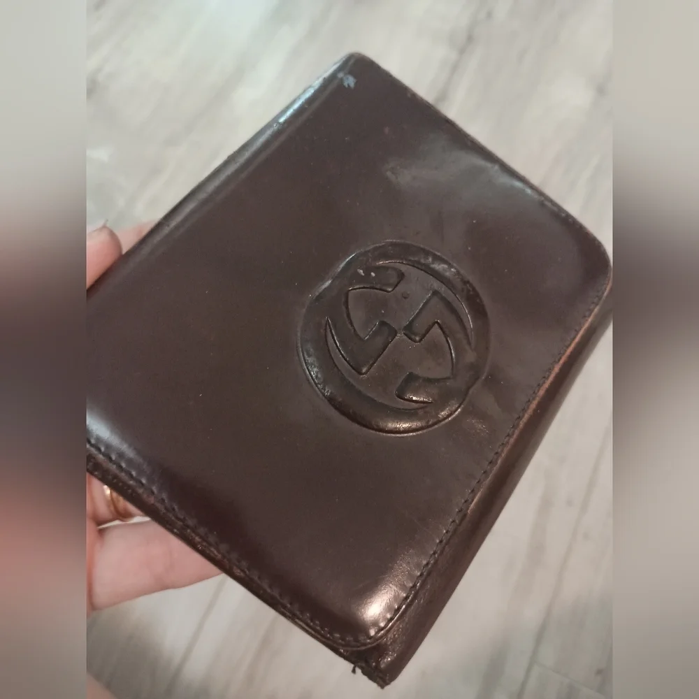 Authentic GUCCI Logo  leather bag bifold wallet-RARE - Picture 6 of 14